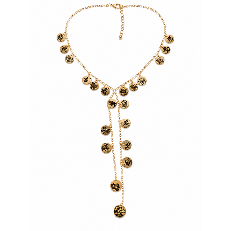 Golden Botanica Lariat Necklace