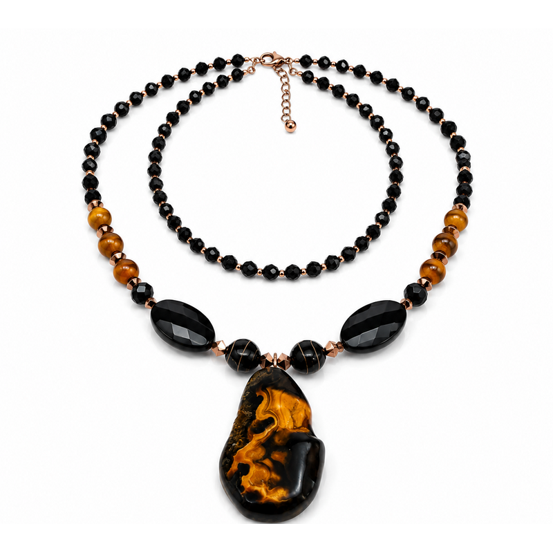 Golden Ember Layered Necklace Set