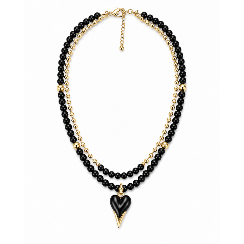 Midnight Heart Layered Necklace