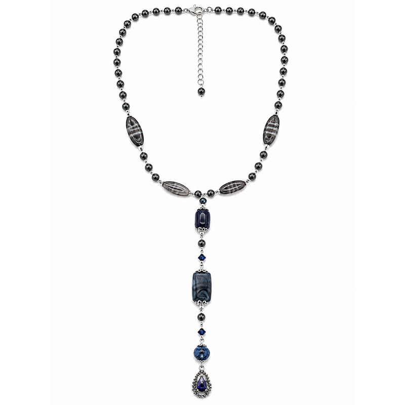 Midnight Sapphire Lariat Necklace
