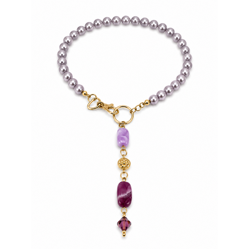 Lavender Grace Pearl Lariat Necklace
